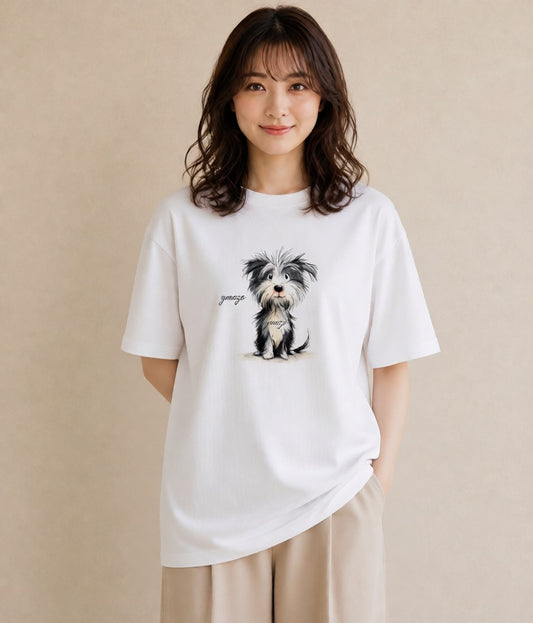 Tシャツ レディース 愛犬 犬 いぬ イラスト ポップ 買い物 夏コーデ 白T