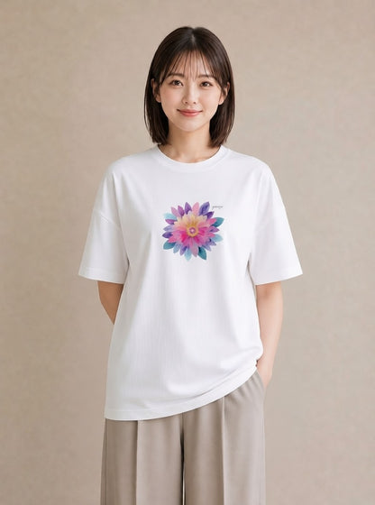 半袖Tシャツ レディース たんぽぽ 花 花柄 イラスト ラフ 春コーデ 姉妹 白T YMAZO