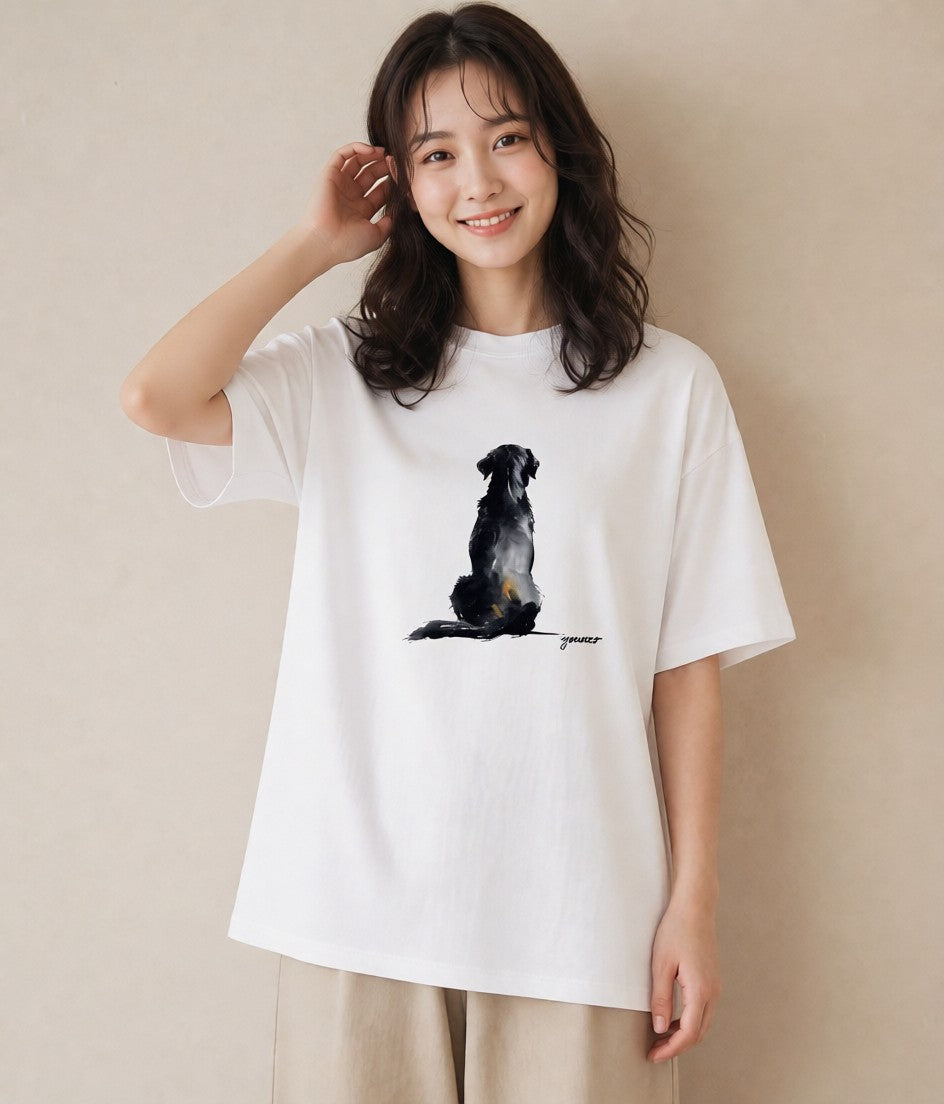 半袖Tシャツ レディース 愛犬 犬 いぬ イラスト ボタニカル カジュアルコーデ 買い物 白T YMAZO