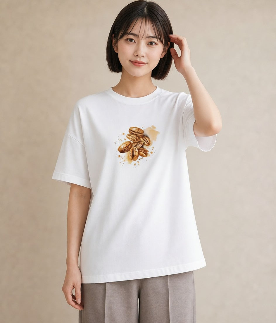 半袖Tシャツ レディース どんぐり 植物 ボタニカル イラスト 北欧風 春服 ミセス 白T YMAZO