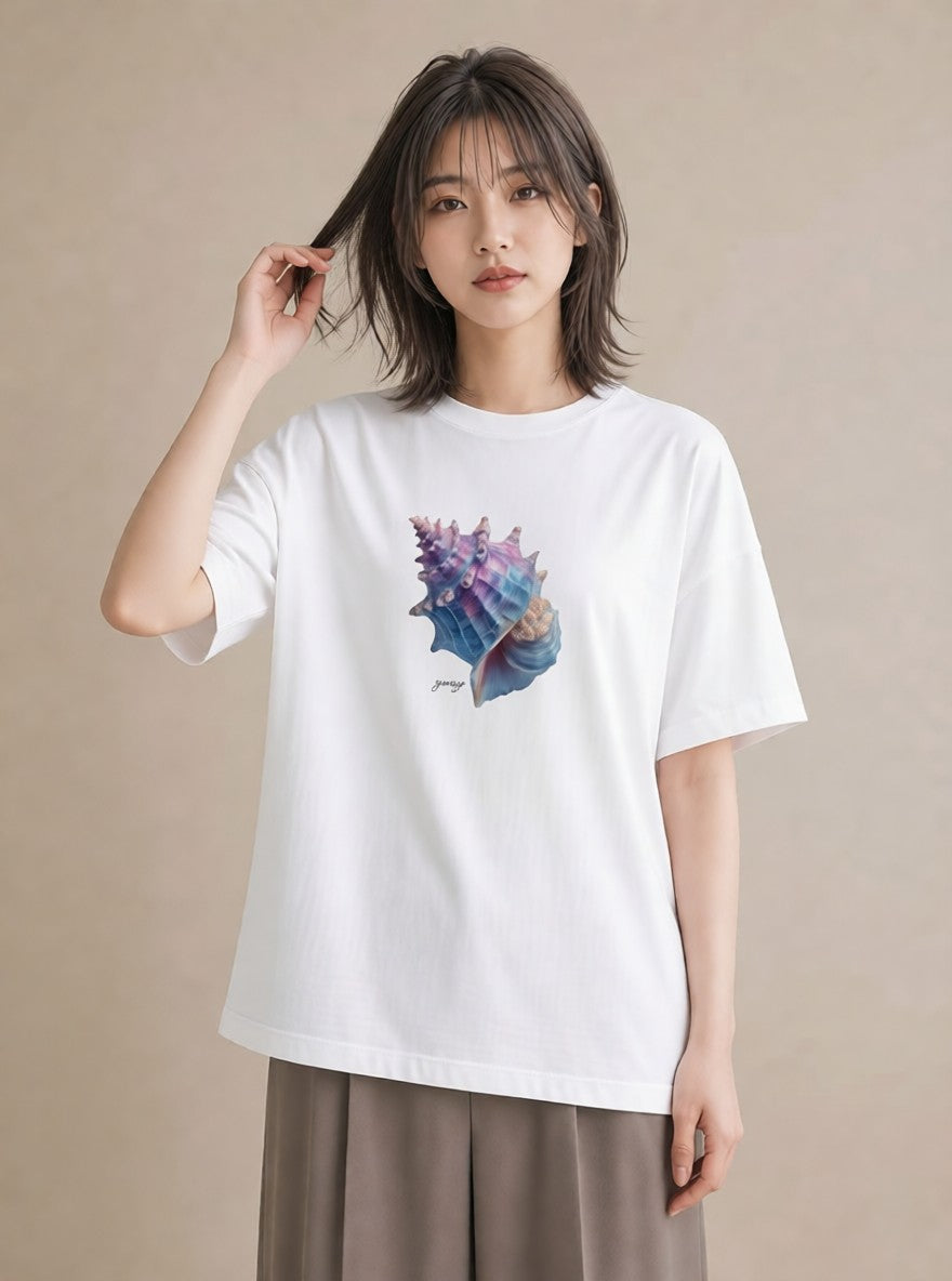 グラフィックTシャツ レディース ヤドカリ 海の生き物 海 イラスト 可愛い 綿100 デート 白T YMAZO