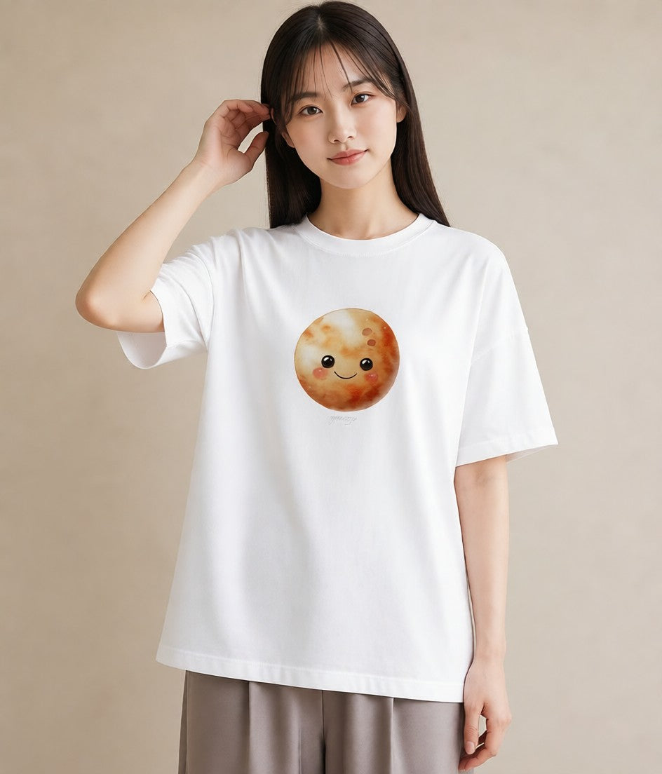 半袖Tシャツ レディース 月 星空 宇宙 イラスト 旅行コーデ ラフ レイヤード 白T YMAZO