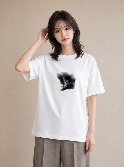 Tシャツ レディース 双子座 星空 宇宙 イラスト ポップ ママ カフェ服 白T YMAZO