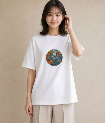 プリントTシャツ レディース 土星 星空 宇宙 イラスト 上品 ギフト 母の日 白T YMAZO