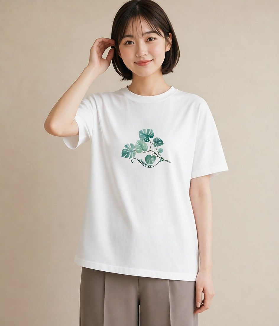 グラフィックTシャツ レディース ボタニカル 植物 イラスト ヴィンテージ風 部屋着 女性向けギフト 白T YMAZO