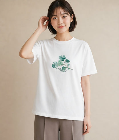 グラフィックTシャツ レディース ボタニカル 植物 イラスト ヴィンテージ風 部屋着 女性向けギフト 白T YMAZO