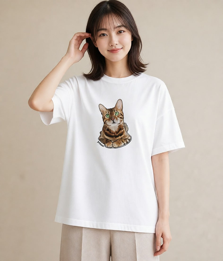 Tシャツ レディース 肉球 猫 ねこ イラスト ガーリー 社会人 女性 白T YMAZO