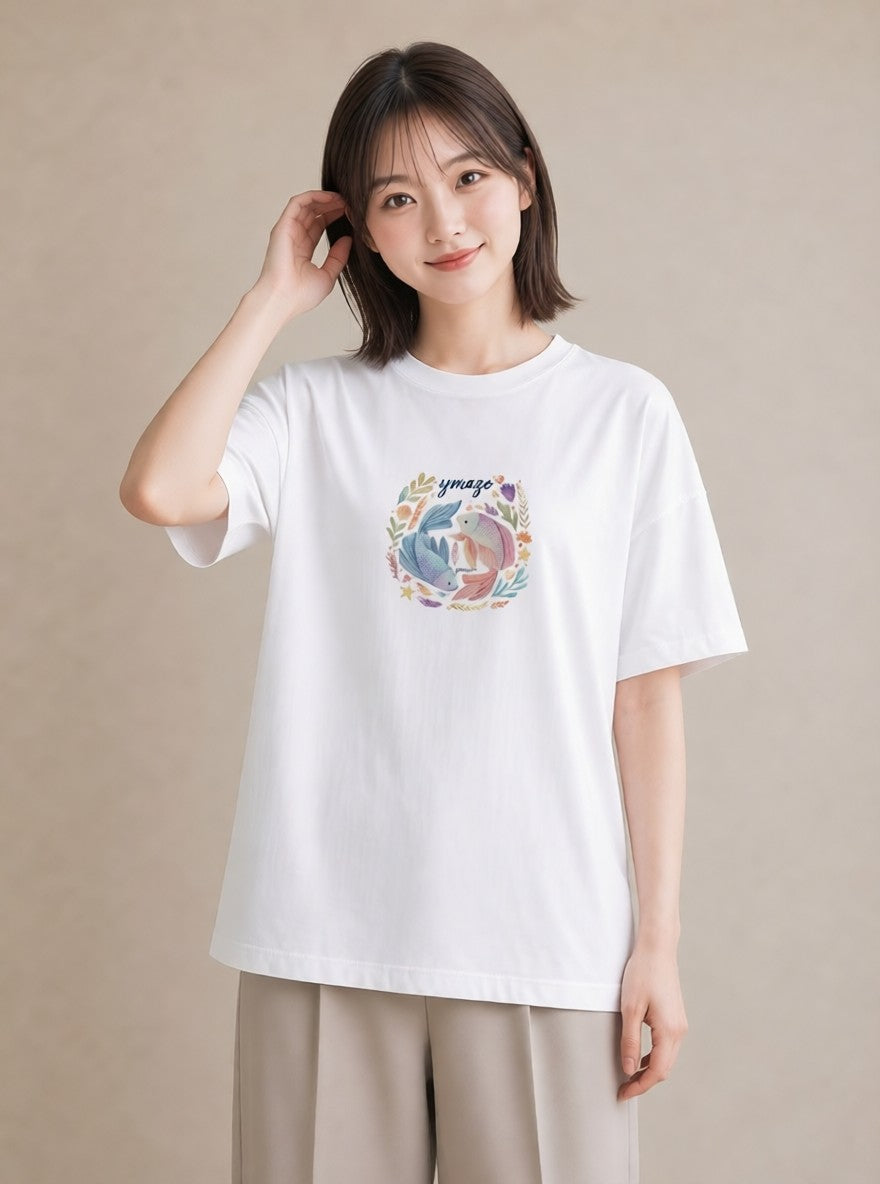グラフィックTシャツ レディース 牡羊座 星空 宇宙 イラスト ニュアンス お出かけ 普段着 白T YMAZO