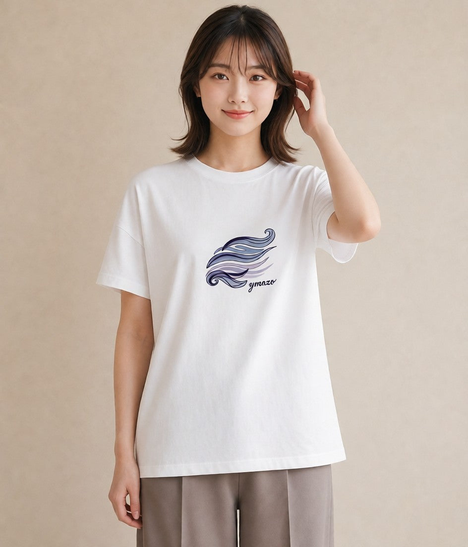 半袖Tシャツ レディース オーロラ 星空 宇宙 イラスト ニュアンス 部屋着 女性向けギフト 白T YMAZO
