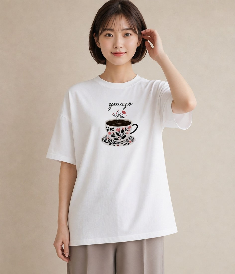 デザインTシャツ レディース エスプレッソ 食べ物 フード イラスト 可愛い 誕生日プレゼント 綿100 白T YMAZO