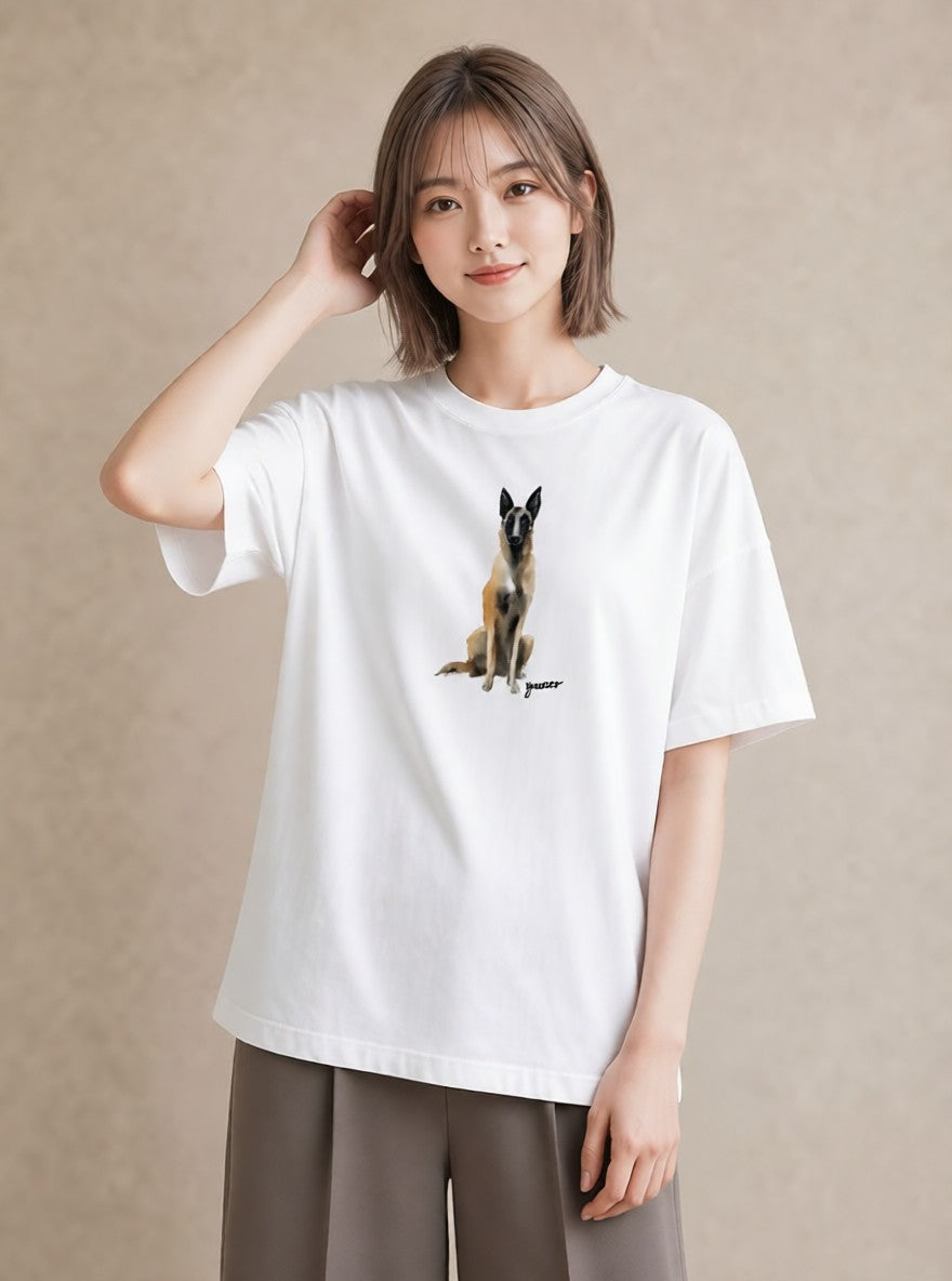 グラフィックTシャツ レディース ジャーマンシェパード 犬 いぬ イラスト 韓国風 姉妹 送別ギフト 白T YMAZO