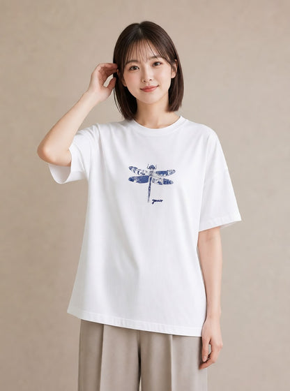 グラフィックTシャツ レディース とんぼ 昆虫 虫 イラスト ポップ 母の日 ビーチ 白T YMAZO
