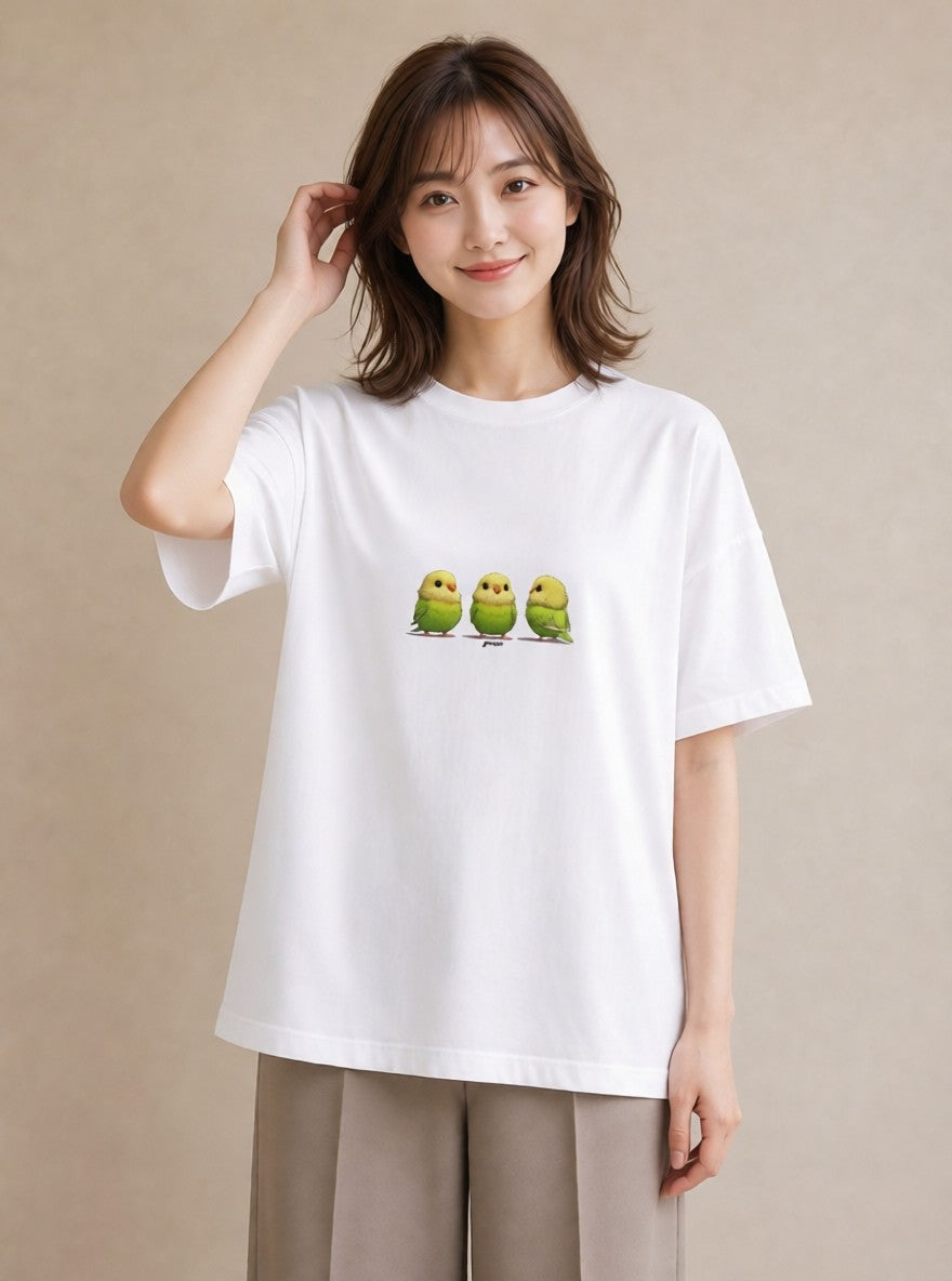 Tシャツ レディース セキセイインコ ペット 動物 イラスト お洒落 20代 カジュアルコーデ 白T YMAZO