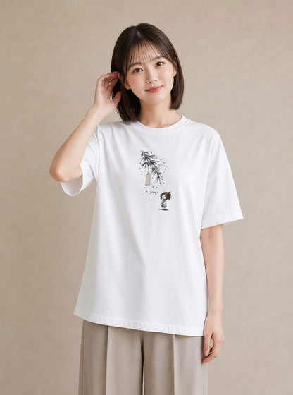 プリントTシャツ レディース 風鈴 ガラス 夏 ナチュラル アンティーク イラスト ガーリー 在宅 公園 白T YMAZO