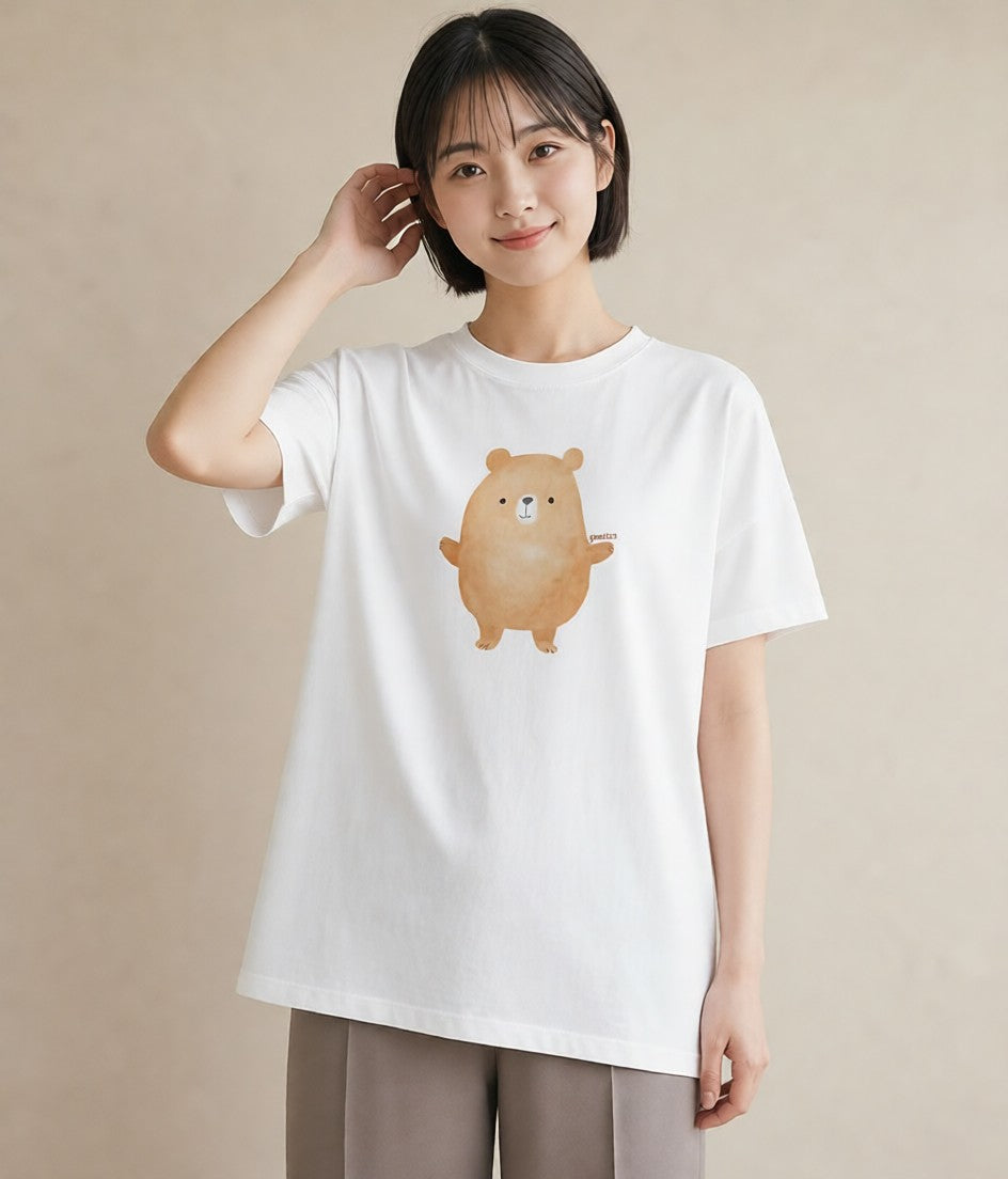 グラフィックTシャツ レディース アザラシ 動物 アニマル イラスト ポップ ラフ レイヤード 白T YMAZO