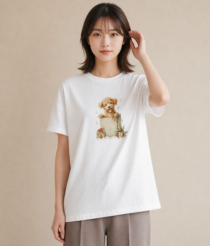 Tシャツ レディース トイプードル プードル 犬 いぬ イラスト 個性的 夏コーデ 通学 白T YMAZO