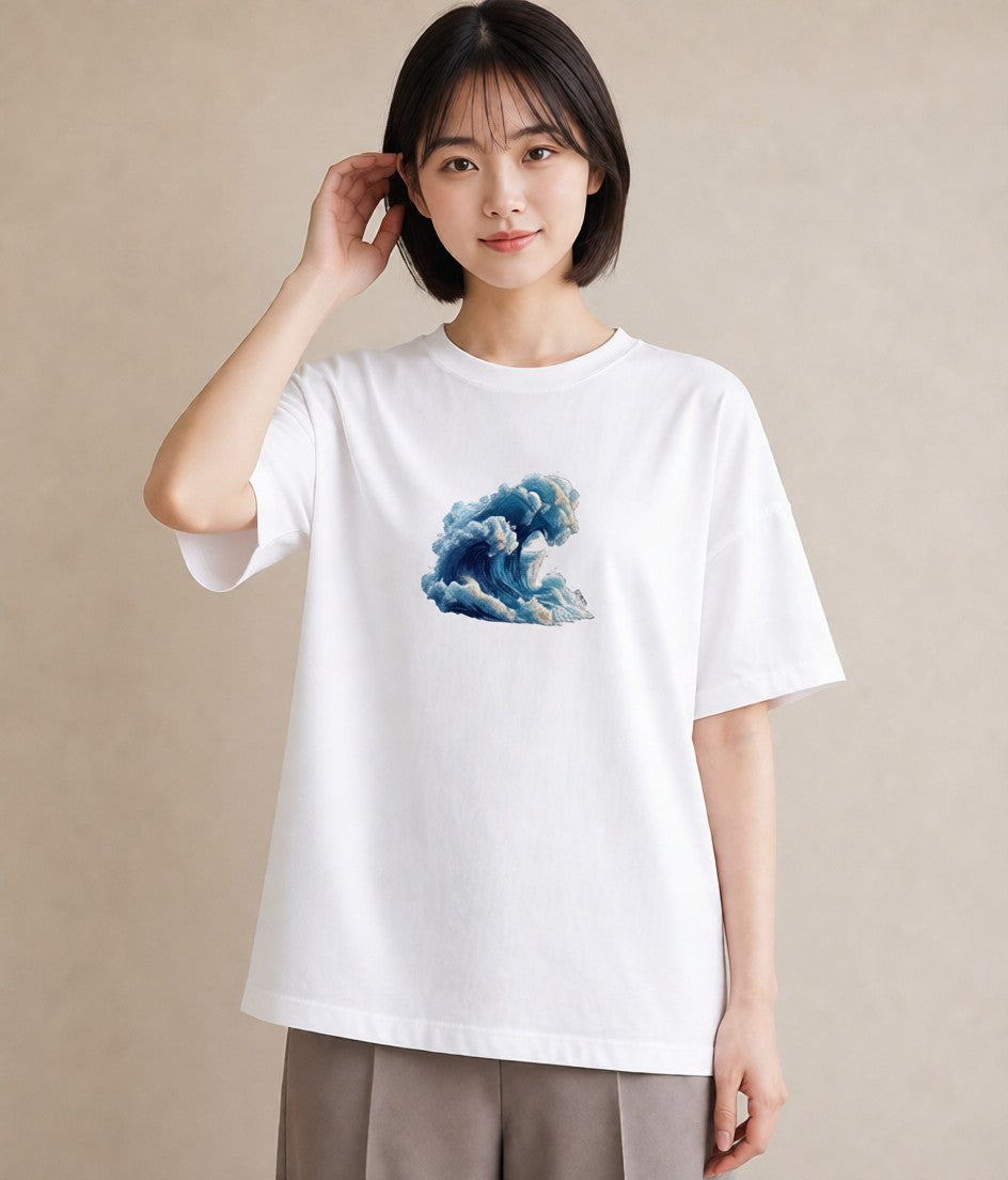 デザインTシャツ レディース 海 星空 宇宙 イラスト レトロ 公園 ママ 白T YMAZO