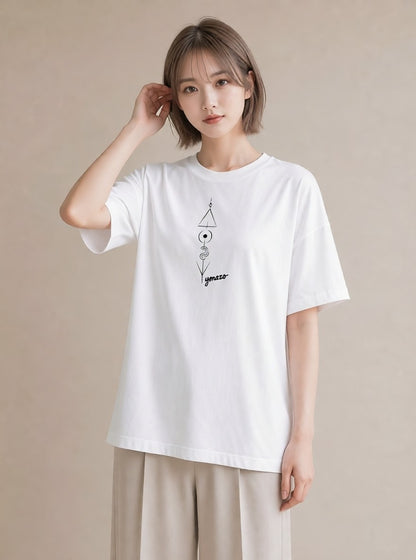 半袖Tシャツ レディース パールピアス アクセサリー ナチュラル アンティーク イラスト ポップ 秋コーデ おしゃれギフト 白T YMAZO