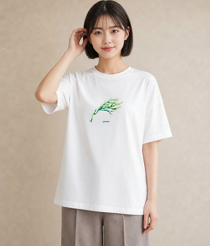 デザインTシャツ レディース 新緑 植物 ボタニカル イラスト ゆるコーデ ホワイトデー 春服 白T YMAZO