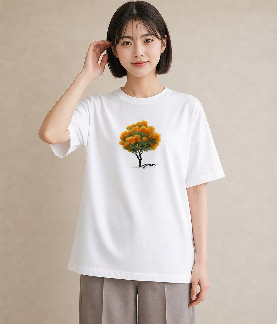Tシャツ レディース 金木犀 花 花柄 イラスト 淡色 女子会 お揃い 白T YMAZO
