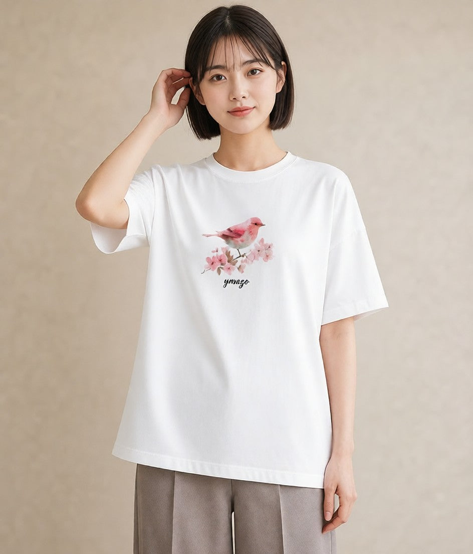 グラフィックTシャツ レディース ことり ペット 動物 イラスト こなれ感 女性向けギフト 散歩 白T YMAZO