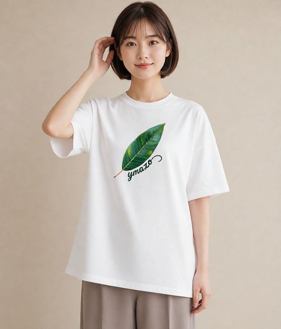 半袖Tシャツ レディース 葉っぱ 植物 ボタニカル イラスト モード 女子会 お揃い 白T YMAZO