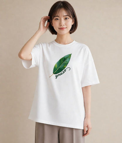 半袖Tシャツ レディース 葉っぱ 植物 ボタニカル イラスト モード 女子会 お揃い 白T YMAZO