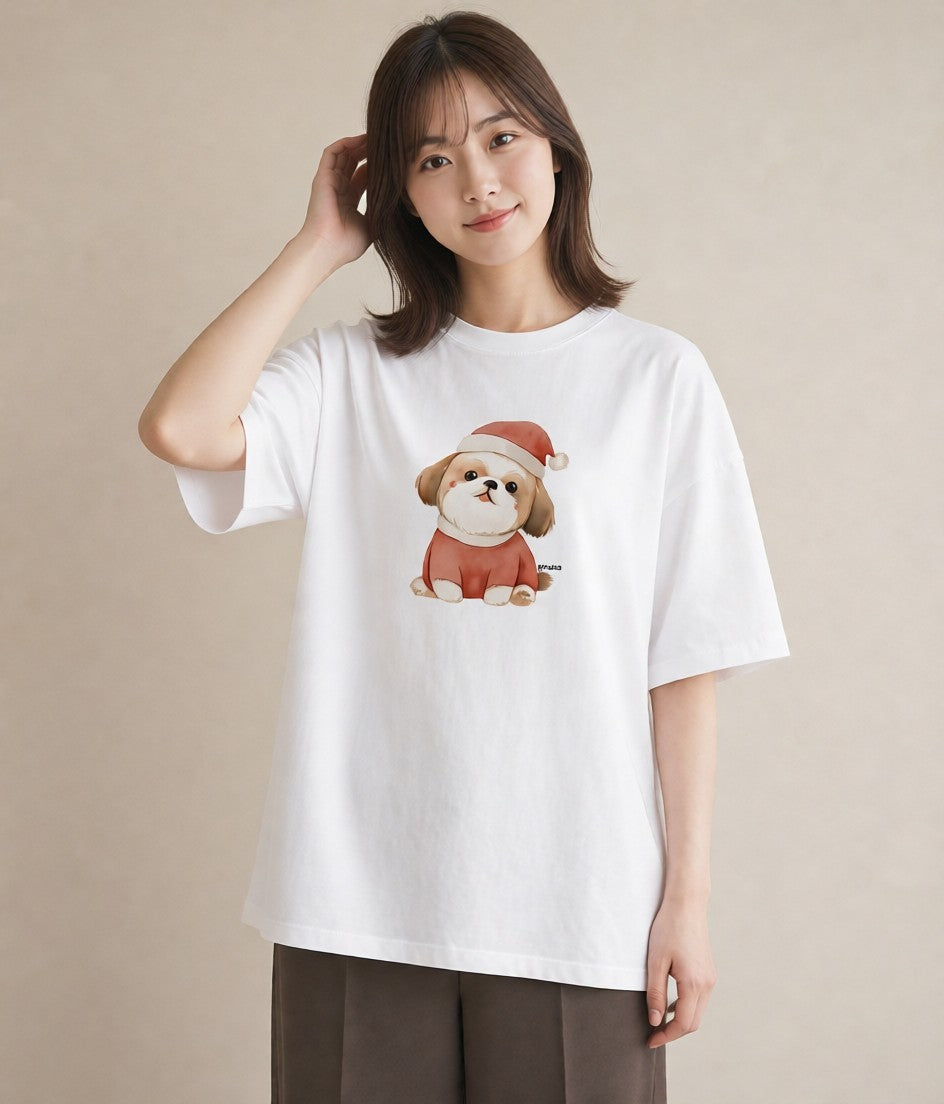 プリントTシャツ レディース 子犬 犬 いぬ イラスト ラフカジュアル デイリーウェア 休日 白T YMAZO