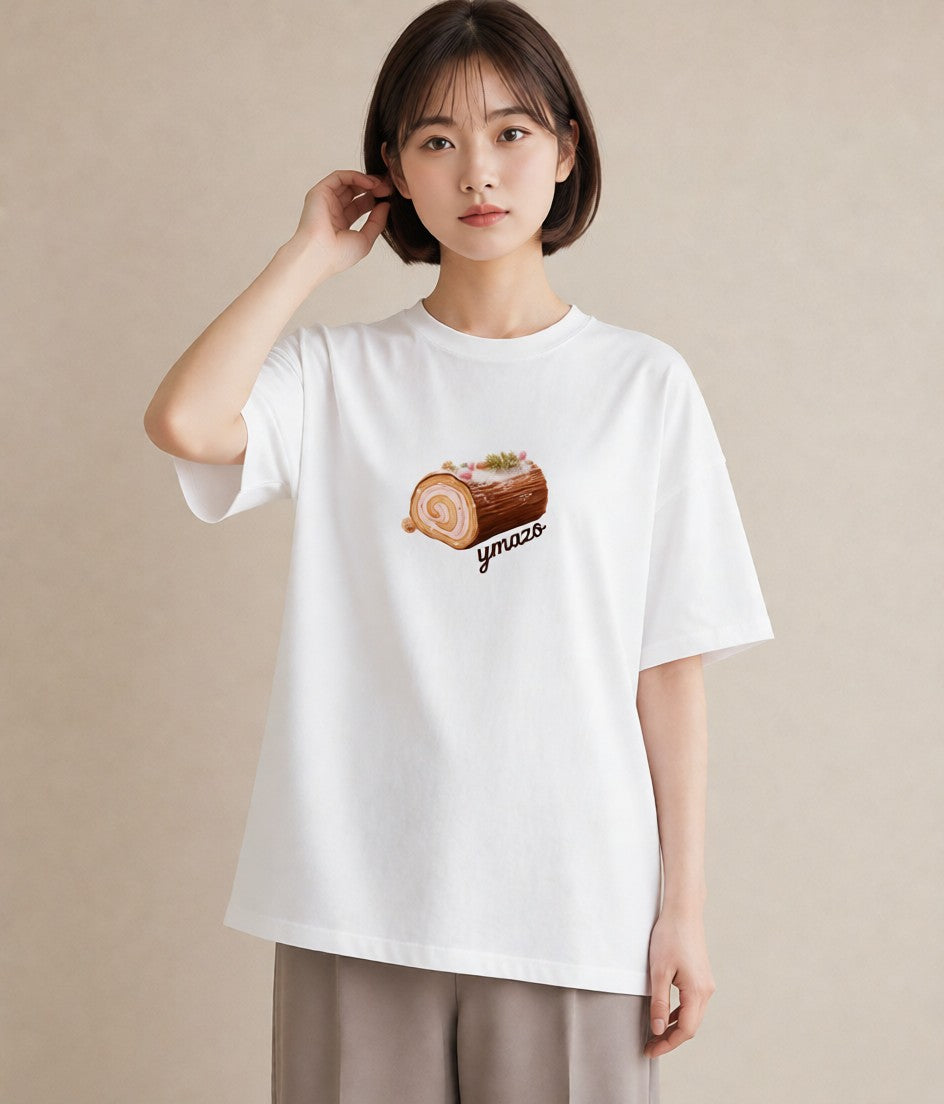 デザインTシャツ レディース あんみつ 食べ物 フード イラスト 休日 ペアコーデ 白T YMAZO