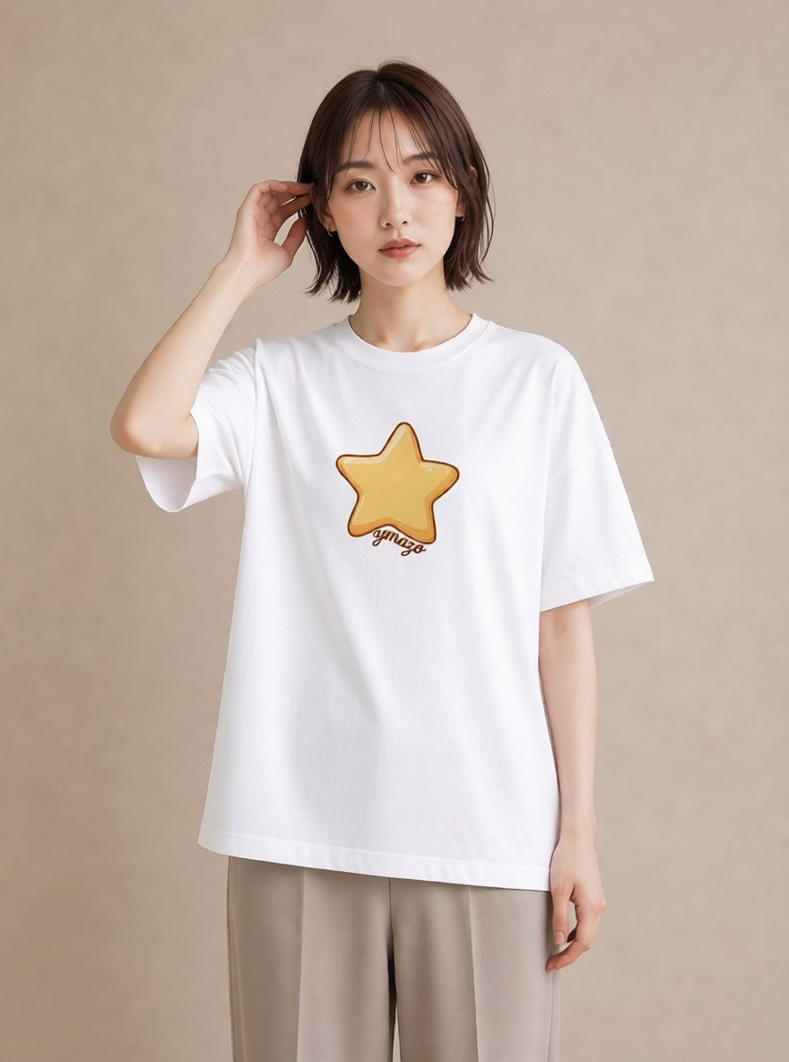 デザインTシャツ レディース スター 星空 宇宙 イラスト ガーリー 女性向けギフト 散歩 白T YMAZO