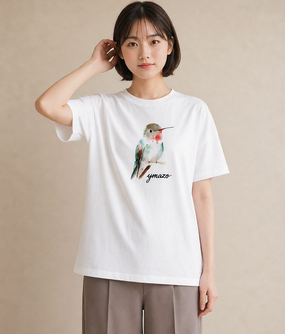 デザインTシャツ レディース シマエナガ しまえなが 動物 アニマル イラスト ラフカジュアル 秋コーデ おしゃれギフト 白T YMAZO