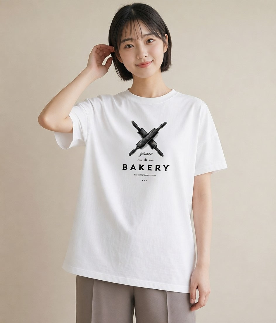 Tシャツ レディース パン ベーカリー イラスト ボタニカル レイヤード 友達ギフト 白T YMAZO