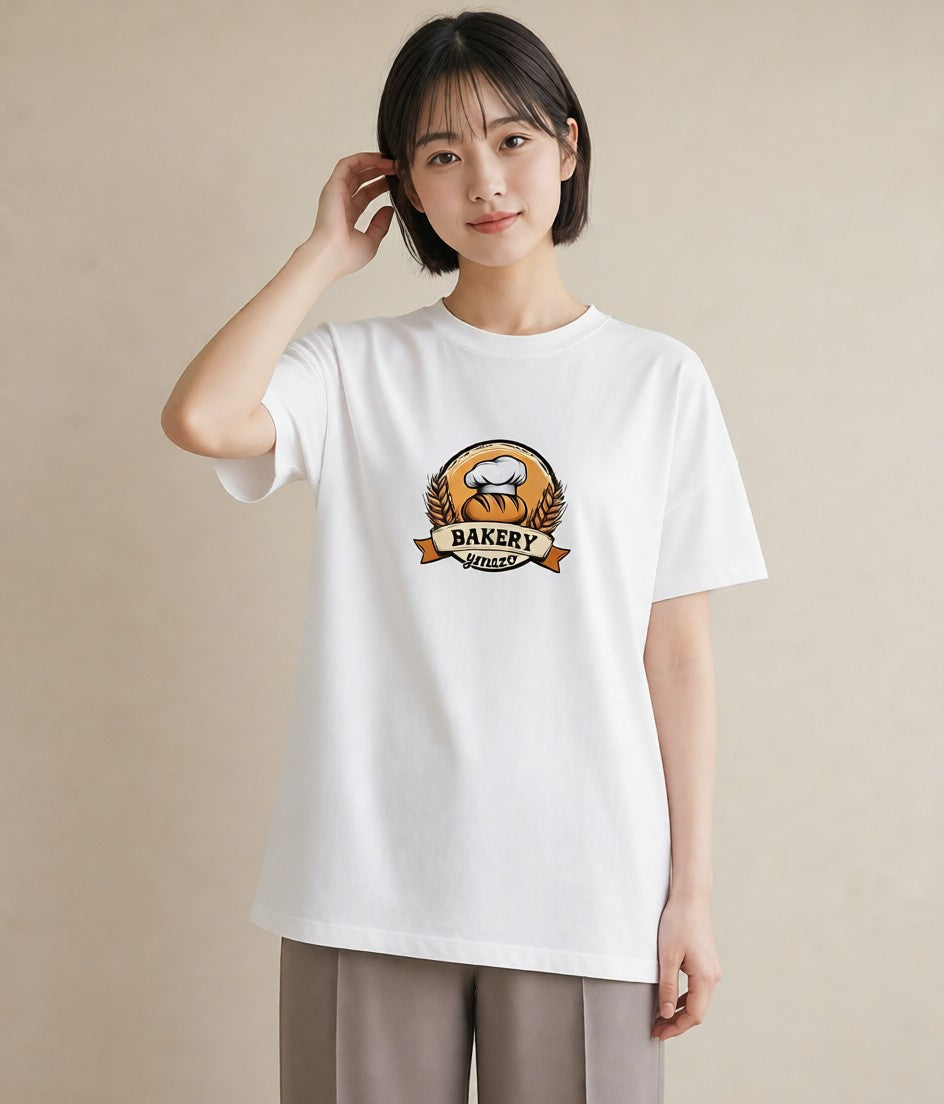 デザインTシャツ レディース パン ベーカリー レトロ イラスト ガーリー デイリーウェア 休日 白T YMAZO