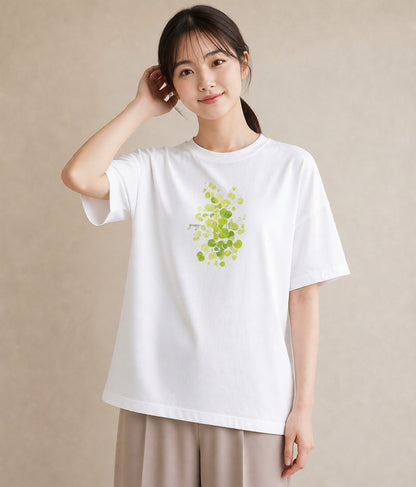 半袖Tシャツ レディース つる 植物 ボタニカル イラスト きれいめカジュアル 誕生日プレゼント 綿100 白T YMAZO