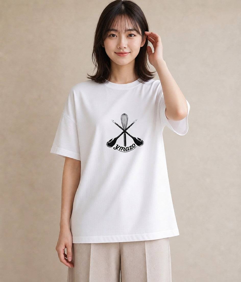 グラフィックTシャツ レディース 手鏡 アンティーク レトロ ナチュラル イラスト 淡色 レイヤード 友達ギフト 白T YMAZO