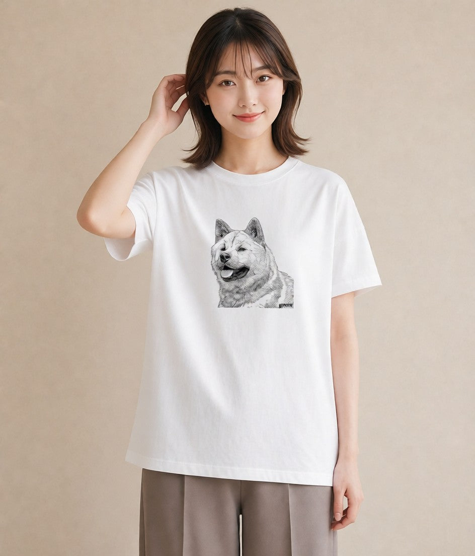 Tシャツ レディース 柴犬 しばいぬ 犬 いぬ イラスト 女性向けギフト 散歩 白T YMAZO