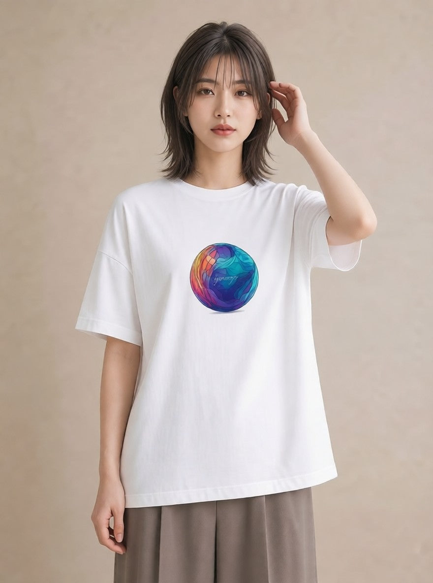 デザインTシャツ レディース プラネット 星空 宇宙 イラスト 女性 旅行用 白T YMAZO