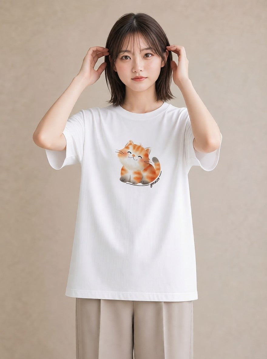 グラフィックTシャツ レディース アメリカンショートヘア 猫 ねこ イラスト 送別ギフト 通勤 白T YMAZO