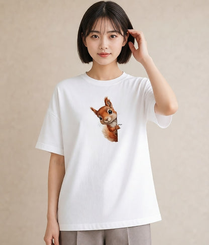 デザインTシャツ レディース シマリス ペット 動物 イラスト 20代 カジュアルコーデ 白T YMAZO