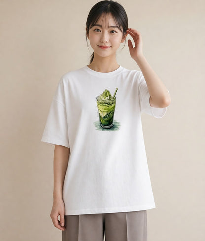 半袖Tシャツ レディース 抹茶 食べ物 フード イラスト 韓国風 ホワイトデー 春服 白T YMAZO