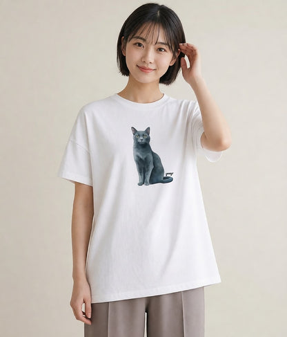 Tシャツ レディース シャム 猫 ねこ イラスト ニュアンス ギフト 母の日 白T YMAZO