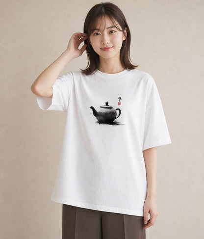 Tシャツ レディース 紅茶 食べ物 フード イラスト こなれ感 帰省 ラフ 白T YMAZO