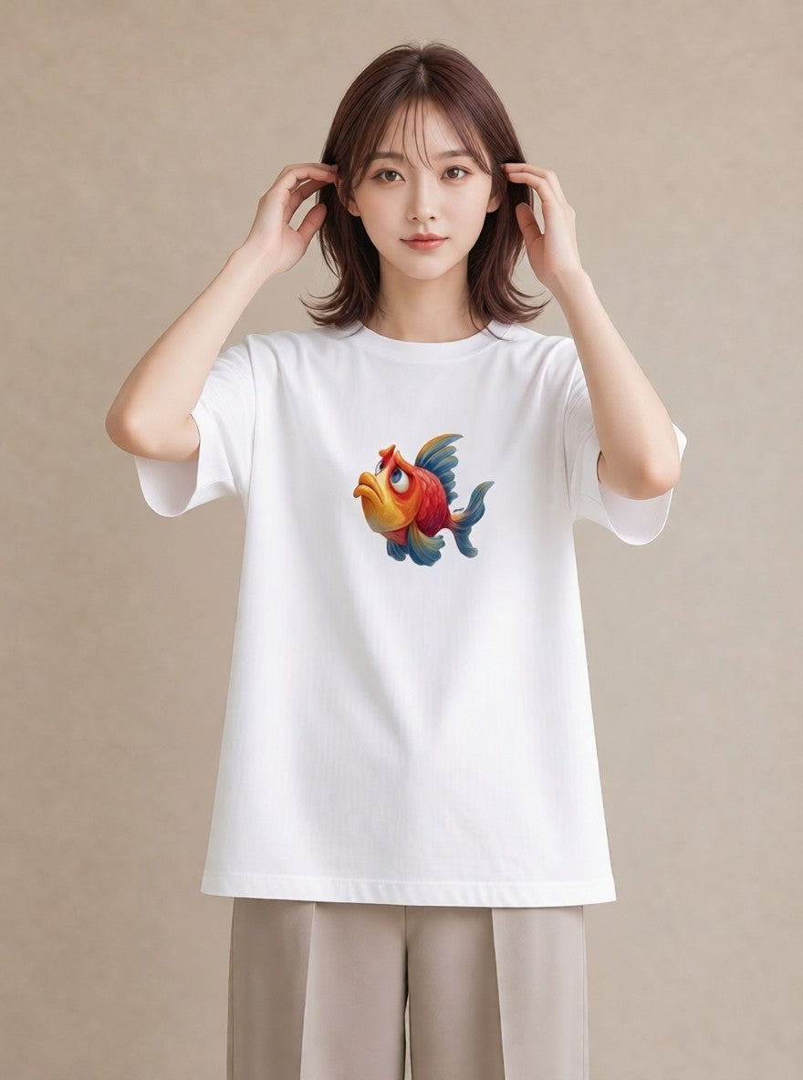 Tシャツ レディース たい焼き 食べ物 フード イラスト ヴィンテージ風 女性 旅行用 白T YMAZO