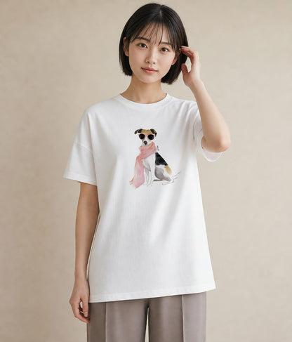 プリントTシャツ レディース 保護犬 犬 いぬ イラスト ヴィンテージ風 休日 ペアコーデ 白T YMAZO