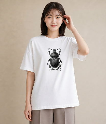 Tシャツ レディース クワガタ 昆虫 虫 イラスト ゆるコーデ 綿100 デート 白T YMAZO
