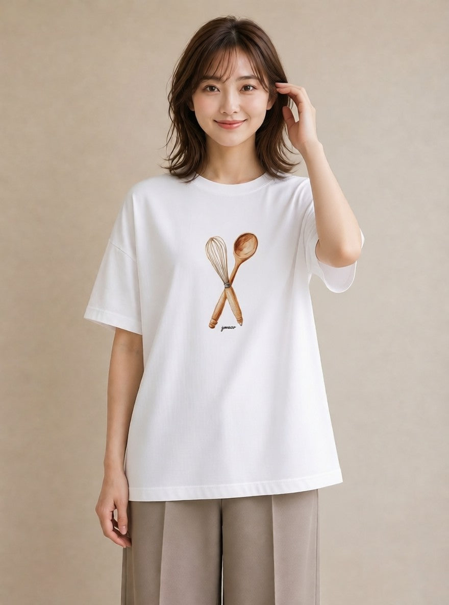 プリントTシャツ レディース 手鏡 アンティーク レトロ ナチュラル イラスト 手描き風 おしゃれギフト 社会人 白T YMAZO