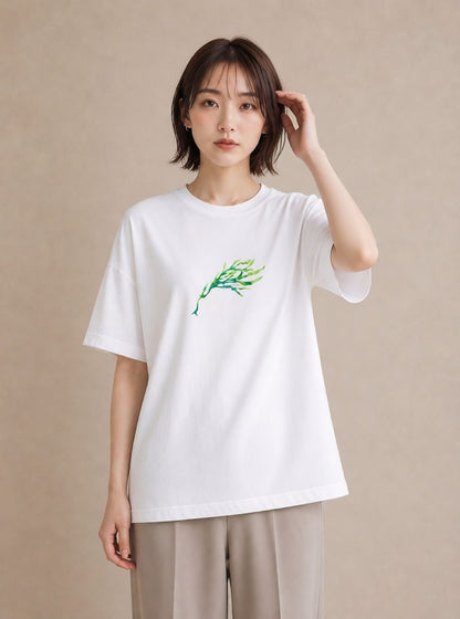 プリントTシャツ レディース ユーカリ 植物 ボタニカル イラスト 誕生日プレゼント 綿100 白T YMAZO
