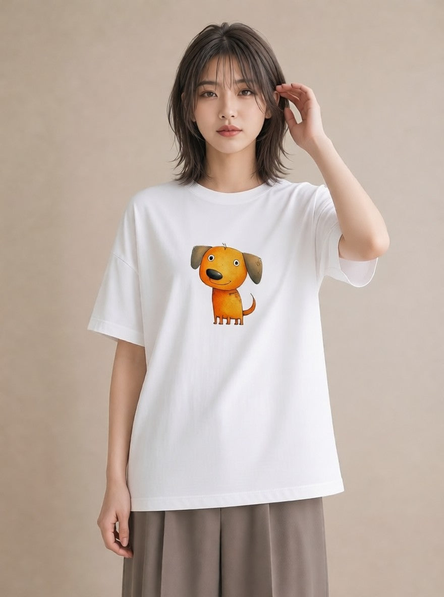 Tシャツ レディース わんちゃん 犬 いぬ イラスト ガーリー 親子 20代 白T YMAZO