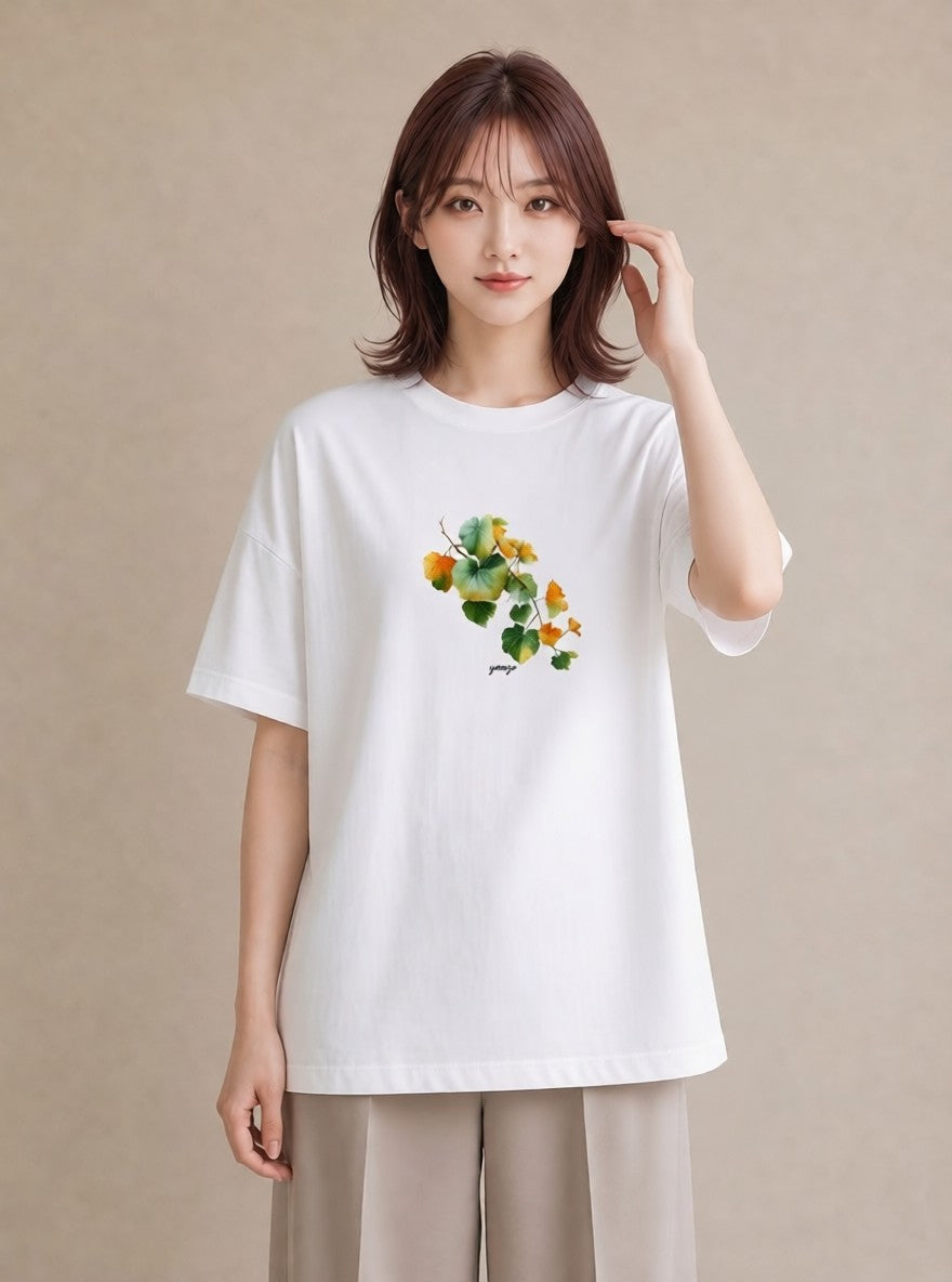 Tシャツ レディース あさがお 朝顔 花 花柄 イラスト ヴィンテージ風 旅行用 海 白T YMAZO
