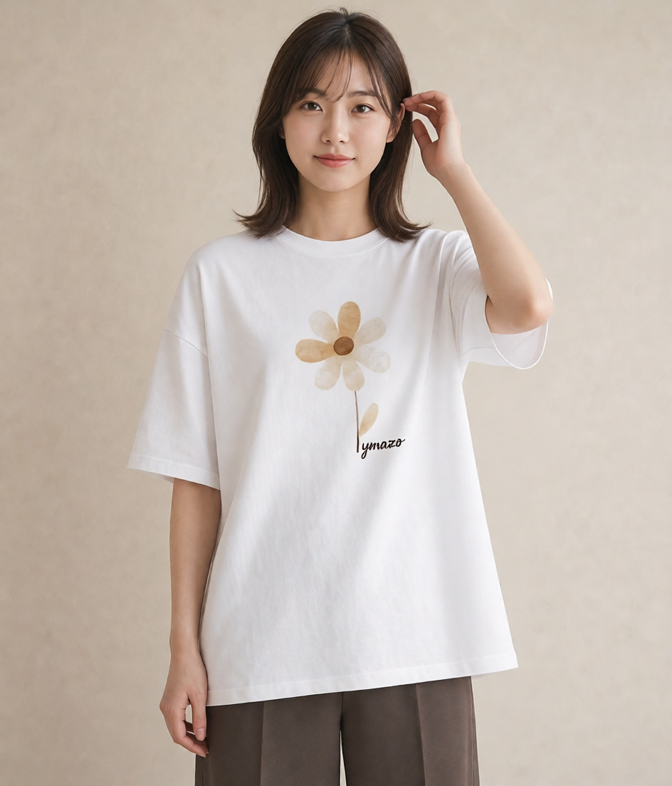 グラフィックTシャツ レディース カスミソウ かすみ草 花 花柄 イラスト 個性的 ホワイトデー 春服 白T